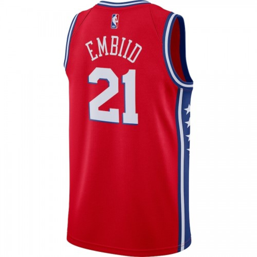 Men's Philadelphia 76ers Joel Embiid #21 Jordan Red 2021 Swingman Jersey - Statement Edition-Pro Kit Vault | Brand New 26/27 Sports Jerseys